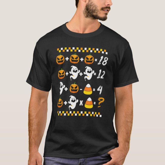 Camiseta Halloween Ordem de Operações Teste de Matemática P (Frente)
