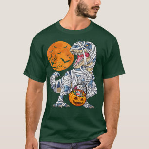 Camiseta Halloween para Meninos Dinossauro é múmia Pumpki
