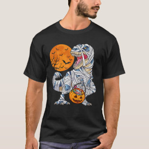 Camiseta Halloween Para Meninos Dinossauro T Rex Mummy Pump