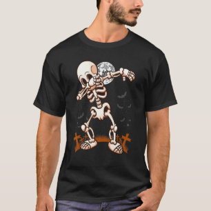 Camiseta Halloween Para Meninos Meninos Dabbing Skeleton Cu