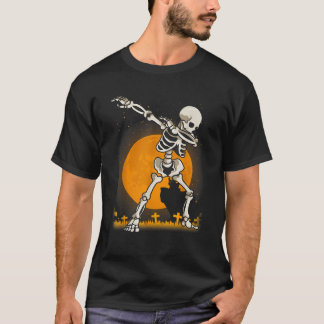 Camiseta Halloween Para Meninos Meninos Dabbing Skeleton Cu
