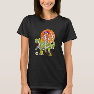 Camiseta Halloween Para Meninos Meninos Skeleton Riding Din