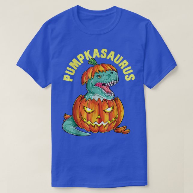 Camiseta Halloween para Meninos Pumpkasaurus Dinossaur Pump (Frente do Design)