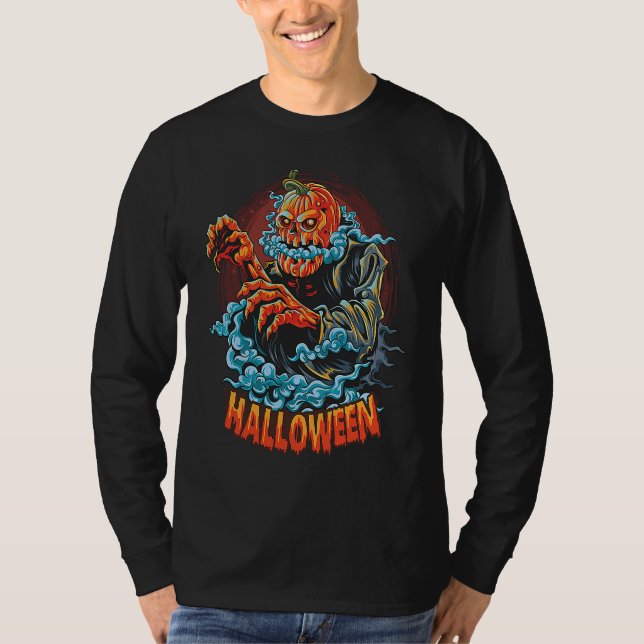 Camiseta Halloween  Party Happy Pumpkin Graphic Plus Size (Frente)