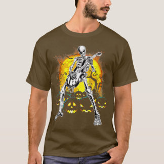 Camiseta Halloween Party Skeleton Playing Guitar Pumpkin Me