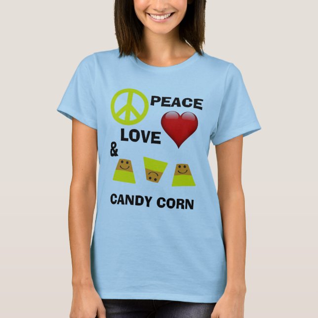 Camiseta Halloween Peace Love and Candy Corn (Frente)
