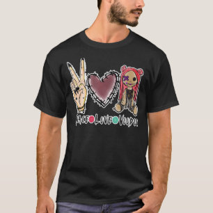 Camiseta Halloween Peace Love Voodoo Doll Figurumes