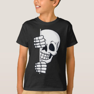 Camiseta Halloween Peeking Skeleton Garotos Assustados Meni