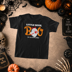 Camiseta Halloween Pequeno Diabo Boo Menino Família Coorden