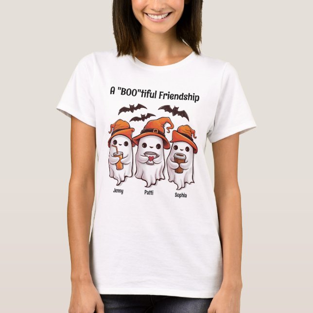 Camiseta Halloween Personalizado "A 'Boo'Bonita Amizade" (Frente)