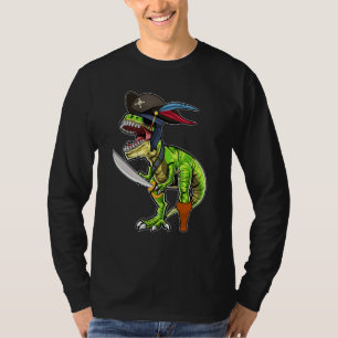 Camiseta Halloween Pirate Dinossaur T Rex Tyrannosaurus Boy