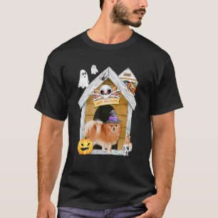 Camiseta Halloween Pomeranian Dog Witch Assombrada