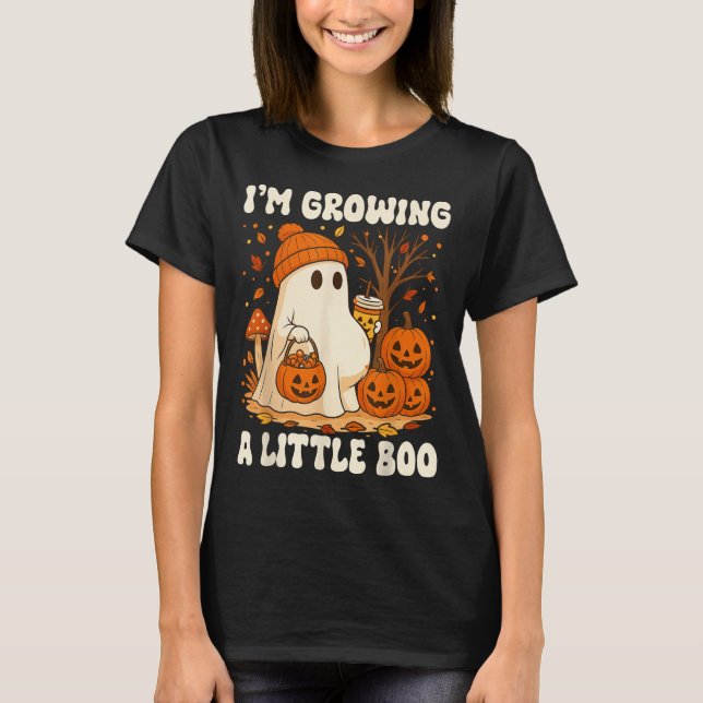 Camiseta Halloween Pregnancy Announcement I'm Growing A Lit (Frente)