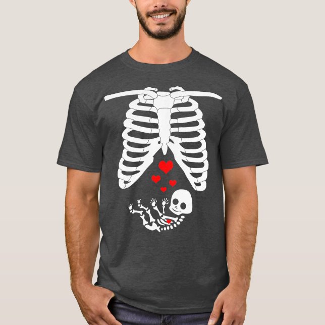 Camiseta Halloween Pregnancy Cute Baby Skeleton Costume (Frente)