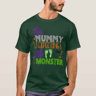 Camiseta Halloween Pregnancy Mummy Due Monster Mom Baby Sho