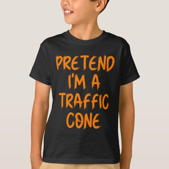 Camiseta Halloween Pretend I'm A Traffic Cone Costume Lazy  (Frente)
