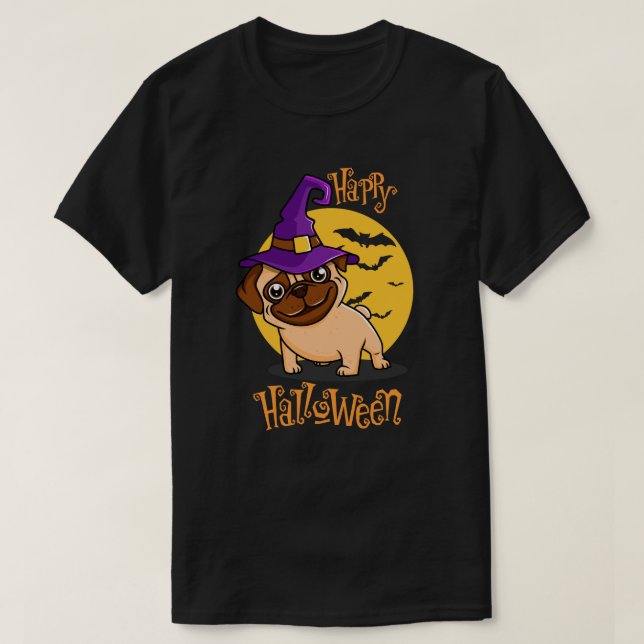 Camiseta Halloween Pug (Frente do Design)