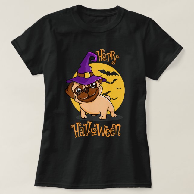 Camiseta Halloween Pug (Frente do Design)