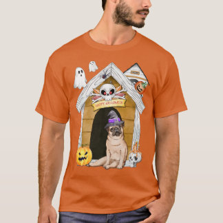 Camiseta Halloween Pug Dog Witch Assombrada