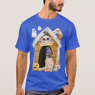 Camiseta Halloween Pug Dog Witch Haunted House T-Shirt