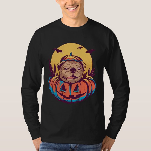 Camiseta HALLOWEEN PUG Perfect Gift para você e amigos Cla (Frente)