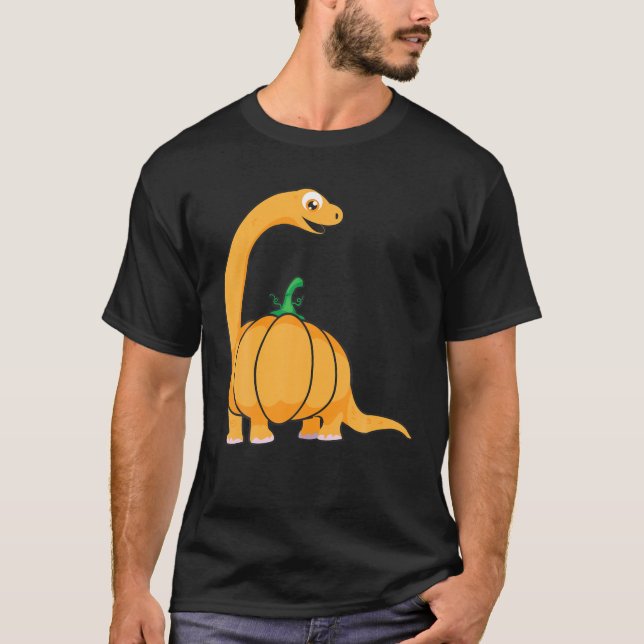 Camiseta Halloween Pumpkasaurus - Outubro Dinossaur Pumpkin (Frente)