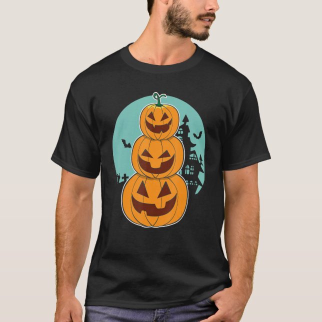 Camiseta Halloween Pumpkin And Cute Totem With Jack o lante (Frente)