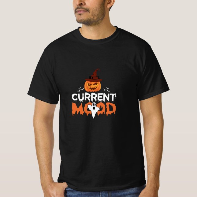 Camiseta Halloween Pumpkin Bat Atual Horror do Humor (Frente)