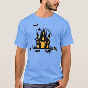 Camiseta Halloween Pumpkin Black Cat Graveyard Church