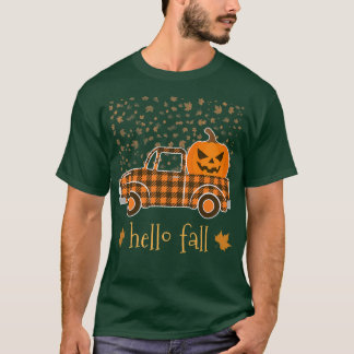 Camiseta Halloween Pumpkin Buffalo Xadrez Caminhão Alô Árvo