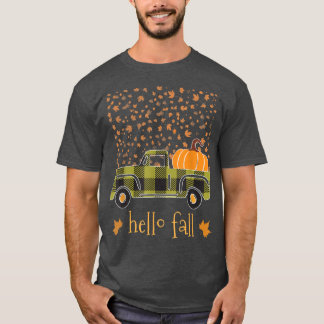 Camiseta Halloween Pumpkin Buffalo Xadrez Caminhão Alô Árvo