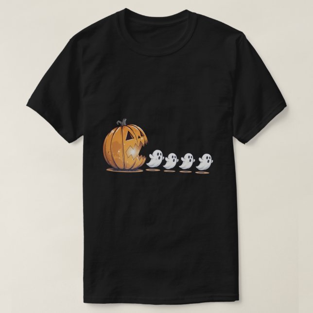 Camiseta Halloween Pumpkin Chasing Ghost Png, Halloween  (Frente do Design)