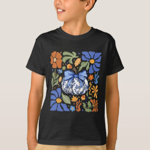 Camiseta Halloween Pumpkin Chinoiserie Blue &amp; White Flo