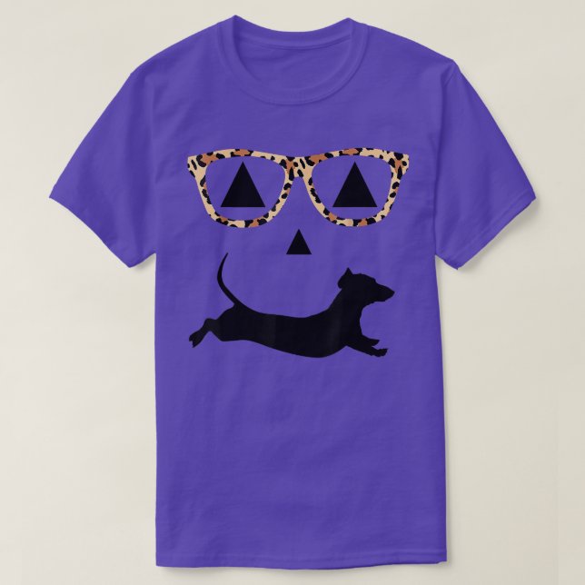 Camiseta Halloween Pumpkin Dachshund Jack-o-lantern Leopard (Frente do Design)