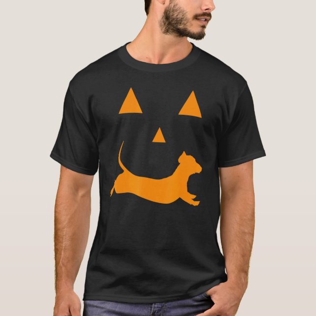 Camiseta Halloween Pumpkin Dachshund Jack O Lanterna Costum (Frente)