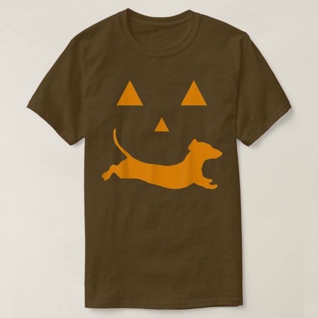 Camiseta Halloween Pumpkin Dachshund Jacko'lantern (Frente do Design)