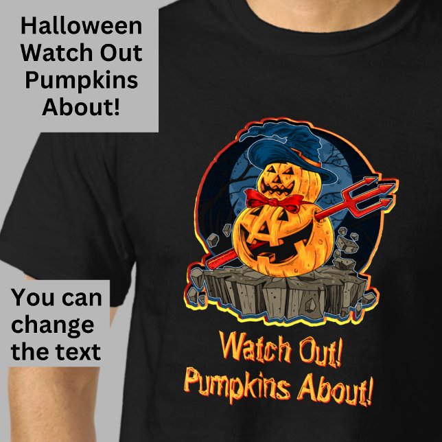 Camiseta Halloween Pumpkin Devil Trident Zombie Monster (Criador carregado)