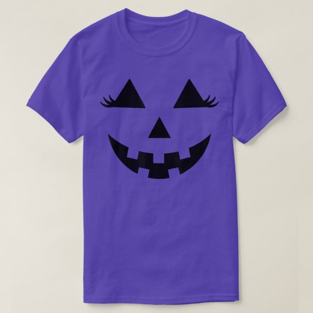 Camiseta Halloween Pumpkin Face Traje Men Mulheres Crianças (Frente do Design)