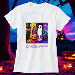 Camiseta Halloween Pumpkin Ghost Pop Art Retro