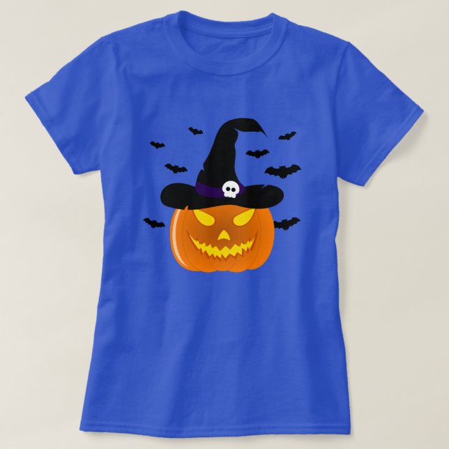Camiseta Halloween Pumpkin Jack o’ Lantern Withat (Frente do Design)