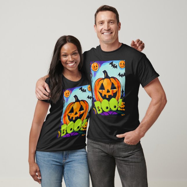 Camiseta Halloween Pumpkin Patch MisHead: Bats e Boos (Unissex)