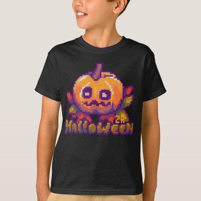 Camiseta Halloween pumpkin pixel art (Frente)