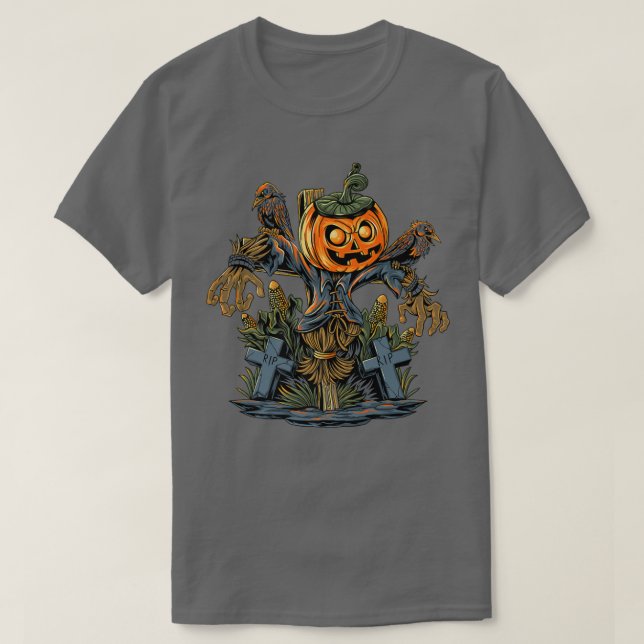 Camiseta Halloween, Pumpkin Scarecrow 4175 (Frente do Design)