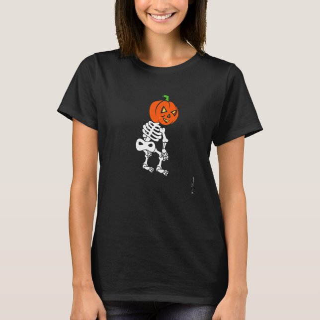 Camiseta Halloween pumpkin Vibes dance twerking skeleton  t (Frente)