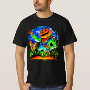 Camiseta Halloween Pumpkin Zombie Monster Skull Bat Grave