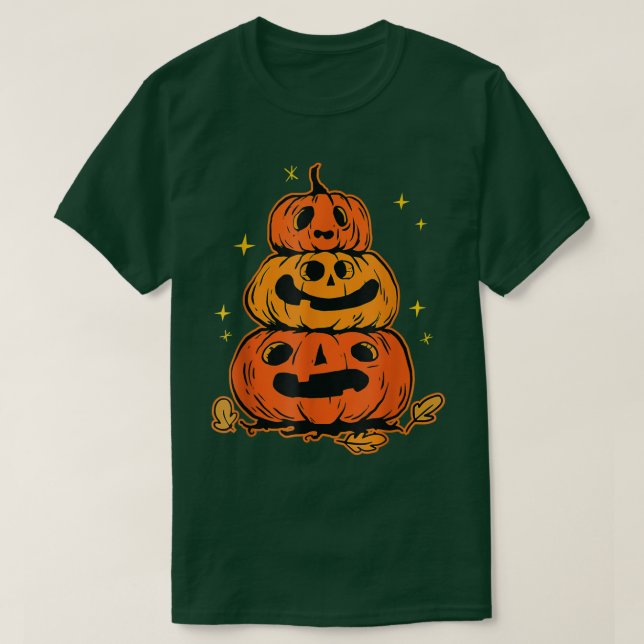Camiseta Halloween Pumpkins - Gráfico de torre de abóbora p (Frente do Design)