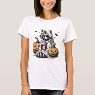 Camiseta Halloween Raccoon Ghost