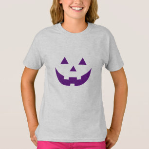 Camiseta Halloween roxo Jack ou lanterna abóbora cara cria