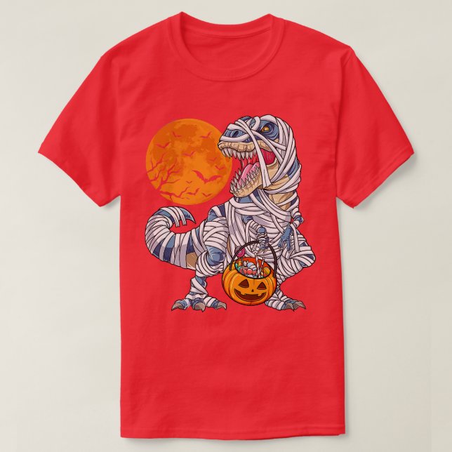 Camiseta Halloween s for Boys Men Dinosaur T re Mummy Pumpk (Frente do Design)