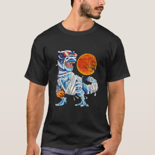 Camiseta Halloween S Para Meninos Dinossauro T Rex Mummy Pu